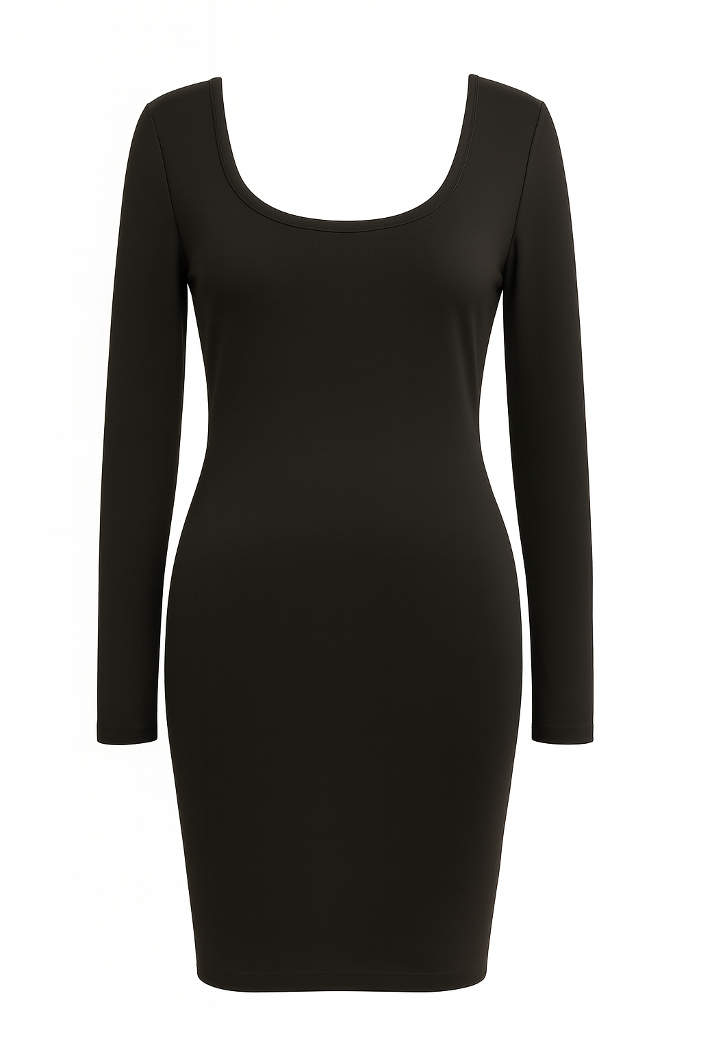 Black long-sleeve dress on a white background