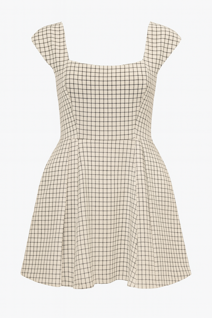 MARLOEW DRESS- BLACK GINGHAM WITH WHITE BACKGROUND