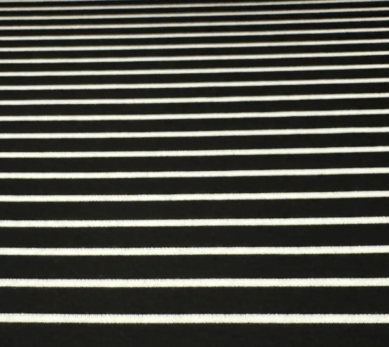 Black fabric with white horizontal stripes