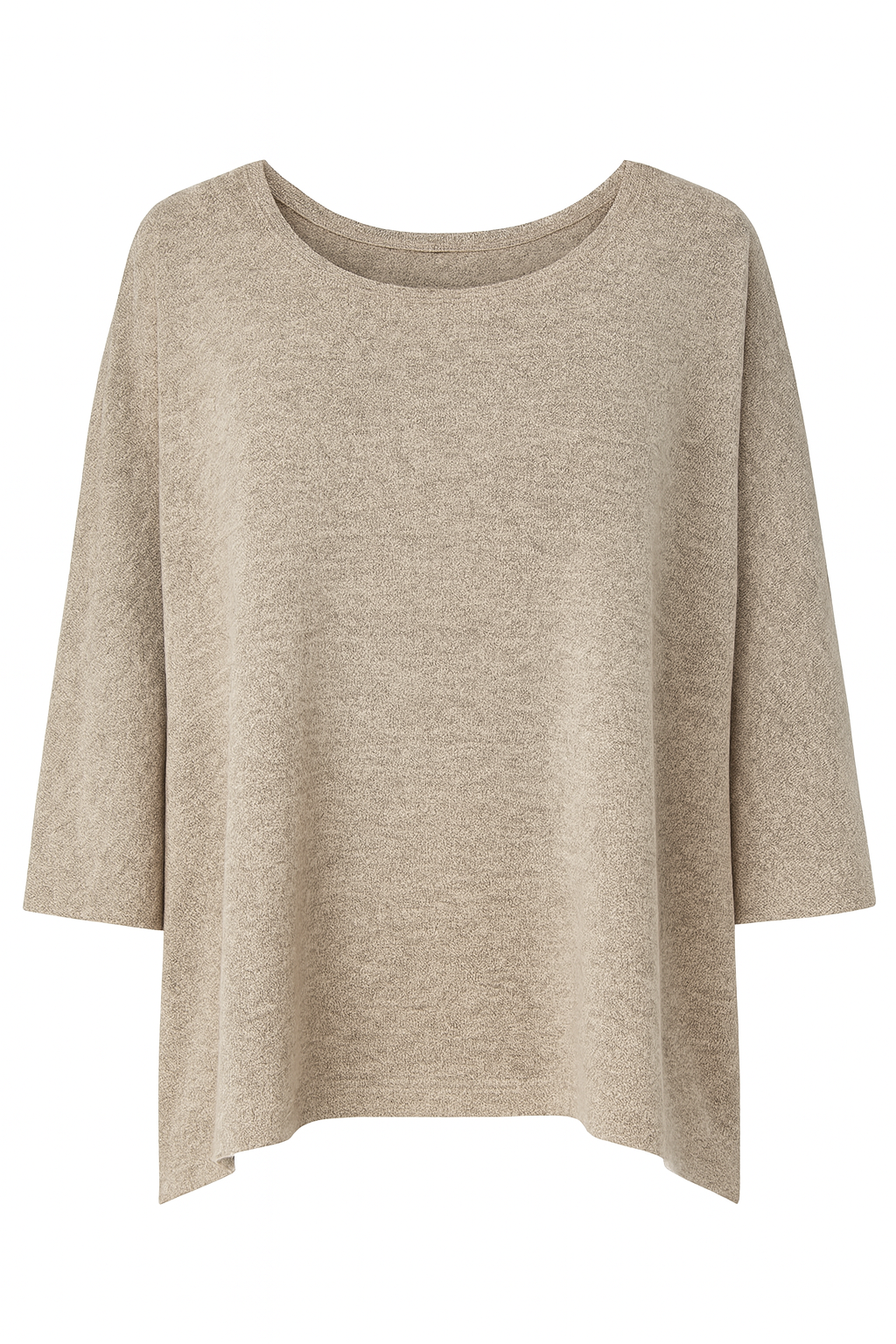 BEIGE KNIT TOP ON WHITE BACKGROUND