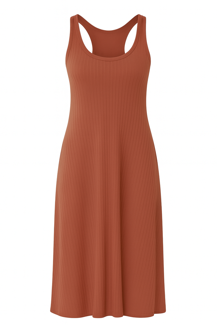 RUST DRESS WITH WHITE BACKGROUND