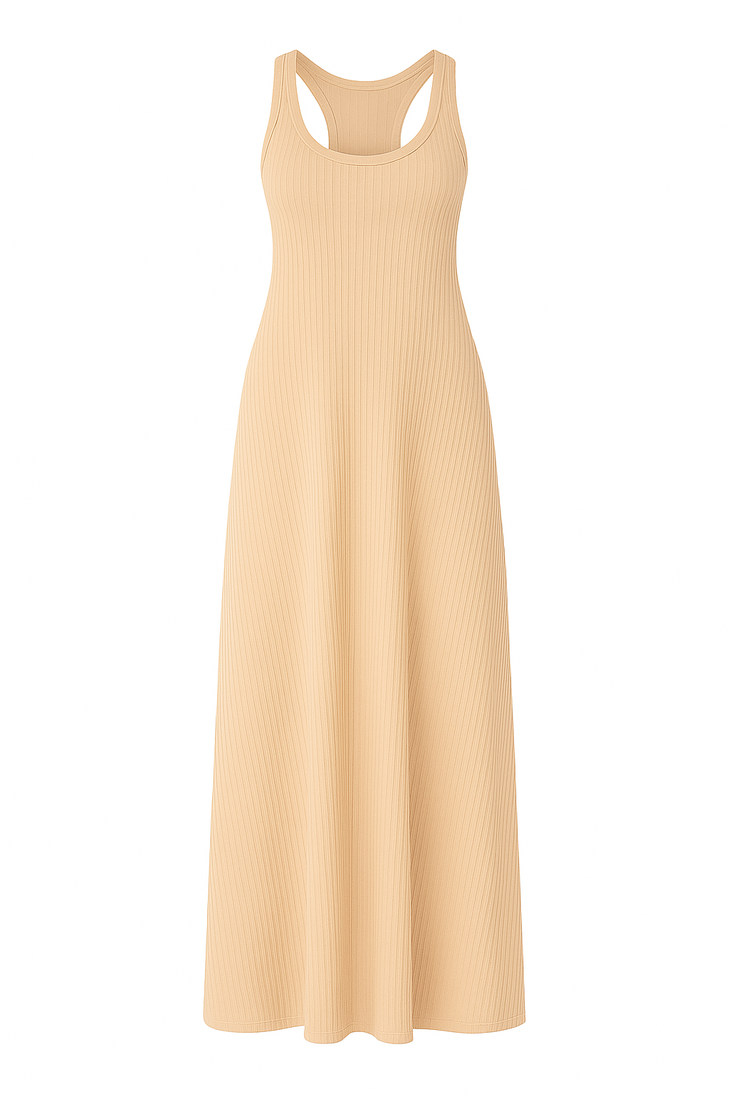 Beige sleeveless dress on a white background
