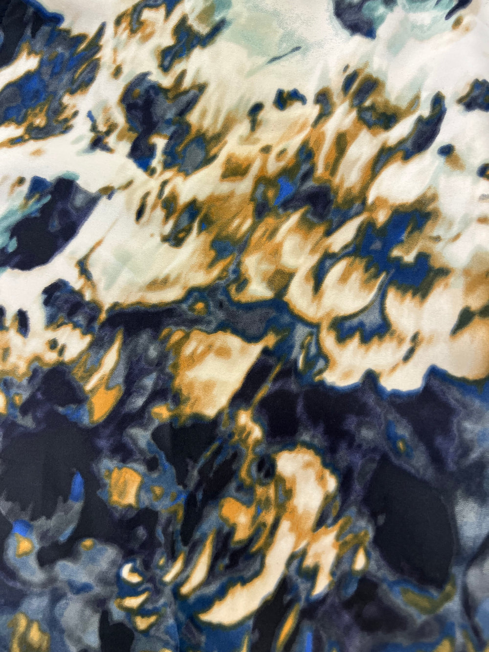 BLUE SATIN FLORAL FABRIC SWATCH 