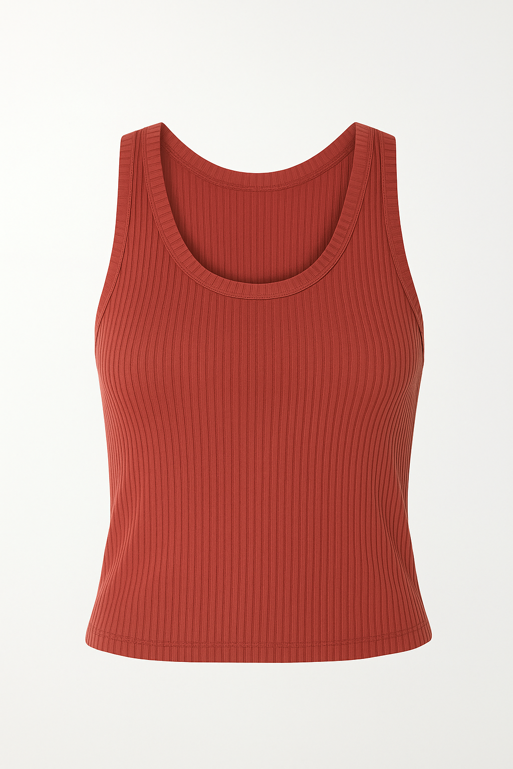 Red ribbed tank top on  white background